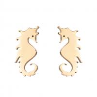 Stainless Steel Stud Earrings, 304 Stainless Steel, Seahorse, Vacuum Ion Plating, fashion jewelry & for woman, more colors for choice, 5x10mm, Sold By Pair