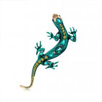 Rhinestone Brooch Zinc Alloy Lizard gold color plated for woman & with rhinestone blue nickel lead & cadmium free Sold By PC