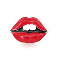 Zinc Alloy Brooches Lip gold color plated Unisex & enamel red nickel lead & cadmium free Sold By PC