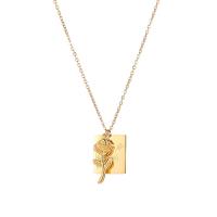 Titanstahl Halskette, mit Verlängerungskettchen von 5cm, für Frau, goldfarben, 16x18mm,9x24mm, Länge:ca. 40 cm, verkauft von PC