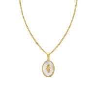 Titanstahl Halskette, mit Weiße Muschel, mit Verlängerungskettchen von 5cm, oval, für Frau, goldfarben, 12x17mm, Länge:ca. 40 cm, verkauft von PC