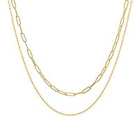 Titanstahl Halskette, mit Verlängerungskettchen von 5cm, Doppelschicht & für Frau, keine, 3.3mm,1.2mm, Länge:ca. 38 cm, ca. 40 cm, verkauft von PC
