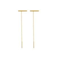 Titanium Steel  Earring, Vacuum Ion Plating, for woman, golden, 15x50mm, Sold By Pair