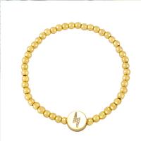 Cubic Zirconia Micro Pave Brass Bracelet Lightning Symbol gold color plated elastic & micro pave cubic zirconia & for woman nickel lead & cadmium free Length 6.7 Inch Sold By PC