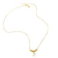 Brass Necklace gold color plated & for woman & enamel golden nickel lead & cadmium free Length 19.7 Inch Sold By PC
