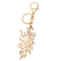 Zinc Alloy Key Clasp Peacock plated for woman & with rhinestone nickel lead & cadmium free Length 5.9 Inch Sold By PC