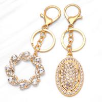 Tibetan Style Key Clasp, gold color plated, different styles for choice & for woman & with rhinestone, golden, nickel, lead & cadmium free, 50x48mm, Length:4.7 Inch, Sold By PC