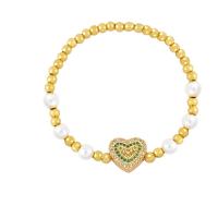 Brass Bracelet, Heart, gold color plated, micro pave cubic zirconia & for woman, more colors for choice, nickel, lead & cadmium free, 12x13mm, Length:7.1 Inch, Sold By PC