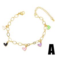 Brass Bracelet, with 2 extender chain, gold color plated, different styles for choice & micro pave cubic zirconia & for woman & enamel, mixed colors, nickel, lead & cadmium free, 9x8mm, Length:6.5 Inch, Sold By PC
