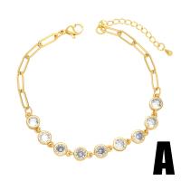 Brass Bracelet, with 2 extender chain, gold color plated, different styles for choice & micro pave cubic zirconia & for woman, more colors for choice, nickel, lead & cadmium free, 12x6mm, Length:7.3 Inch, Sold By PC