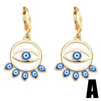 Evil Eye Earrings, Brass, gold color plated, different styles for choice & micro pave cubic zirconia & for woman & enamel, golden, nickel, lead & cadmium free, Sold By Pair
