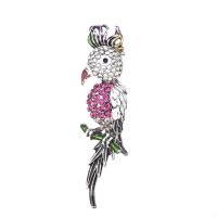 Rhinestone Brooch Zinc Alloy Woodpecker silver color plated for woman & with rhinestone mixed colors nickel lead & cadmium free Sold By PC