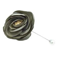 Kunststoffperlenbrosche, Stoff, mit Eisenstift & Kunststoff Perlen, Blume, silberfarben plattiert, für Frau, keine, 50-70mm, verkauft von PC