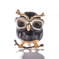 Rhinestone Brooch, Tibetan Style, Owl, plated, for woman & with rhinestone, nickel, lead & cadmium free, 26x30mm, Sold By PC