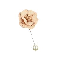Plastic perle broche, Klud, med jern pin & Plastic Pearl, Flower, sølvfarvet forgyldt, Koreansk stil & for kvinde, flere farver til valg, 90mm, Solgt af PC