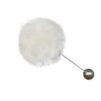 Plastic Pearl Brooch, Mink fur, with iron pin & Plastic Pearl, Round, silver color plated, for woman, more colors for choice, 95mm, Sold By PC