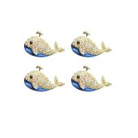 Enamel Brooch Zinc Alloy Whale gold color plated for woman & with rhinestone golden nickel lead & cadmium free Sold By PC