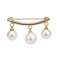 Plastic Pearl Brooch Zinc Alloy with Plastic Pearl Round high quality plated for woman nickel lead & cadmium free 38mm Sold By PC