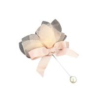 Kunststoffperlenbrosche, Stoff, mit Eisenstift & Kunststoff Perlen, silberfarben plattiert, Koreanischen Stil & für Frau, keine, 120mm, verkauft von PC