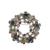 Rhinestone Brooch, Tibetan Style, gold color plated, for woman & with rhinestone, nickel, lead & cadmium free, 38mm, Sold By PC