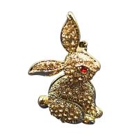Rhinestone Brooch Zinc Alloy Rabbit gold color plated for woman & with rhinestone golden nickel lead & cadmium free Sold By PC