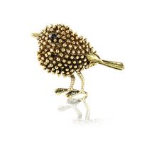 Rhinestone Brooch Zinc Alloy Bird gold color plated for woman & with rhinestone golden nickel lead & cadmium free Sold By PC