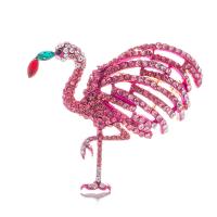 Strass Brosche, Zinklegierung, Vogel, goldfarben plattiert, für Frau & mit Strass, rosa Camouflage, frei von Nickel, Blei & Kadmium, 45x52mm, verkauft von PC