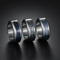 Titanium Steel Finger Ring, with Carbon Fibre, fashion jewelry & Unisex & different size for choice, more colors for choice, 8x2.30mm, Sold By PC