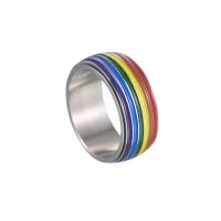 Titantium Steel Finger Ring, Titanium Steel, divat ékszerek & egynemű & különböző méretű a választás, szivárvány színeit, 8x2.30mm, Által értékesített PC