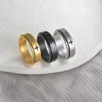 Partículas de aço anel, joias de moda & com cruz padrão & tamanho diferente para a escolha & para o homem, Mais cores pare escolha, 6x2.30mm, vendido por PC
