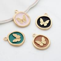 Tibetan Style Enamel Pendants, butterfly design & DIY, more colors for choice, nickel, lead & cadmium free, 17x21mm, 6PCs/Bag, Sold By Bag