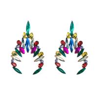 Rhinestone Earring Zinc Alloy with Glass Rhinestone gold color plated fashion jewelry & for woman & with rhinestone nickel lead & cadmium free Sold By Pair