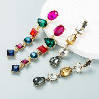 Rhinestone náušnice, Zinek, módní šperky & pro ženy, více barev na výběr, nikl, olovo a kadmium zdarma, 14x85mm, Prodáno By Pair
