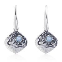 Tibetan Style Drop Earrings, with turquoise, fashion jewelry & for woman, nickel, lead & cadmium free, 27x7mm, Sold By Pair