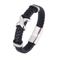 PU Leather Cord Bracelets Microfiber PU with 316 Stainless Steel polished vintage & for man 12mm Sold By PC