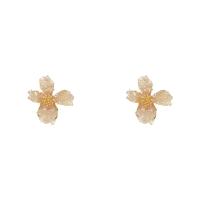 Zinc Alloy Stud Earring Flower gold color plated fashion jewelry & for woman golden nickel lead & cadmium free 30mm Sold By Pair