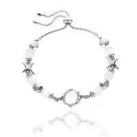 Cats Eye Bracelets, Titanium Steel, with Cats Eye & Glass, silver color plated, Adjustable & fashion jewelry & for woman, silver color, Length:Approx 27 cm, Sold By PC