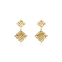 Cubic Zirconia Micro Pave Brass Earring, Rhombus, gold color plated, fashion jewelry & micro pave cubic zirconia & for woman, golden, nickel, lead & cadmium free, 25x50mm, Sold By Pair