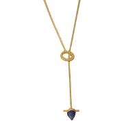 Brass Ogrlica, Mesing, s Lazulit, zlatna boja pozlaćen, modni nakit & za žene, zlato, 820mm, Prodano By PC