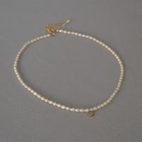 Freshwater Pearl Brass Necklace with Spinel & Brass gold color plated fashion jewelry & for woman white 420mm Sold By PC