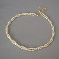 Freshwater Pearl Brass Necklace, Double Layer & different styles for choice & for woman, white, Sold By PC