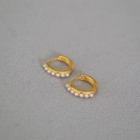 Cubic Zirconia Micro Pave Brass Earring, gold color plated, micro pave cubic zirconia & for woman, 14mm, Sold By Pair