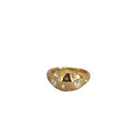 Anel de dedo do rhinestone, cobre, cromado de cor dourada, tamanho diferente para a escolha & para mulher & com strass, vendido por PC