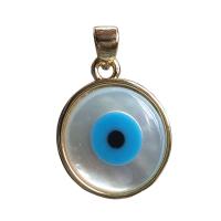 Evil Eye Pendants Shell with Zinc Alloy plated 14mm Sold By PC