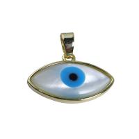 Evil Eye Anhänger, Muschel, mit Messing, 18K vergoldet, weiß, 21.80x12mm, verkauft von PC