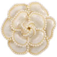 Tibetan Style Brooches, with Plastic Pearl, Rose, plated, for woman & enamel, more colors for choice, 50x50mm, Sold By PC