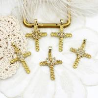 Cubic Zirconia Micro Pave Brass Pendant, Cross, 18K gold plated, different styles for choice & micro pave cubic zirconia, Sold By PC