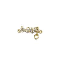 Cubic Zirconia Micro Pave Brass Connector Alphabet Letter 18K gold plated micro pave cubic zirconia Sold By PC