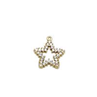 Cubic Zirconia Micro Pave Brass Pendant, Star, 18K gold plated, micro pave cubic zirconia & hollow, 13x15mm, Sold By PC