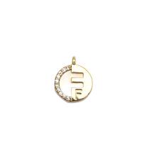 Natural White Shell Pendants, Brass, with White Shell, Flat Round, 18K gold plated, micro pave cubic zirconia, 10x12.50mm, Sold By PC